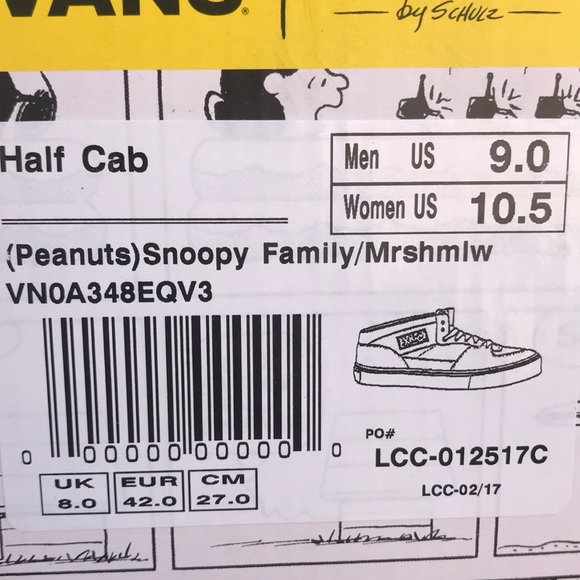 Vans half cap peanuts special edition size 9 - Picture 5 of 7